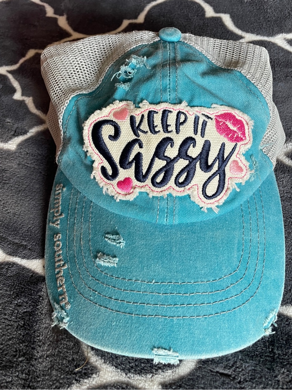 Simply Southern Teal and Navy Patch Trucker Hat